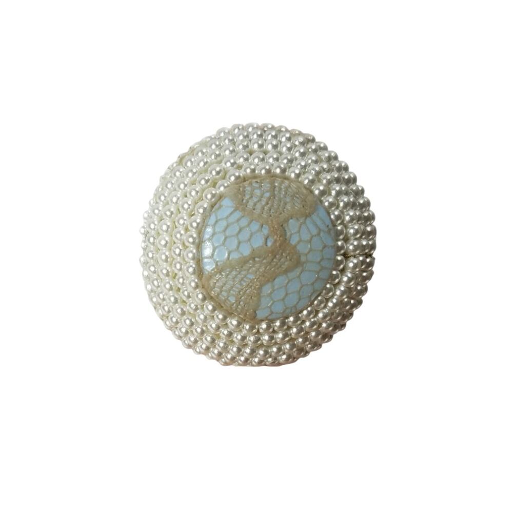 Unique Rare Ring Famous Lenora Dame Faux Pearl Gold Tone Adjustable